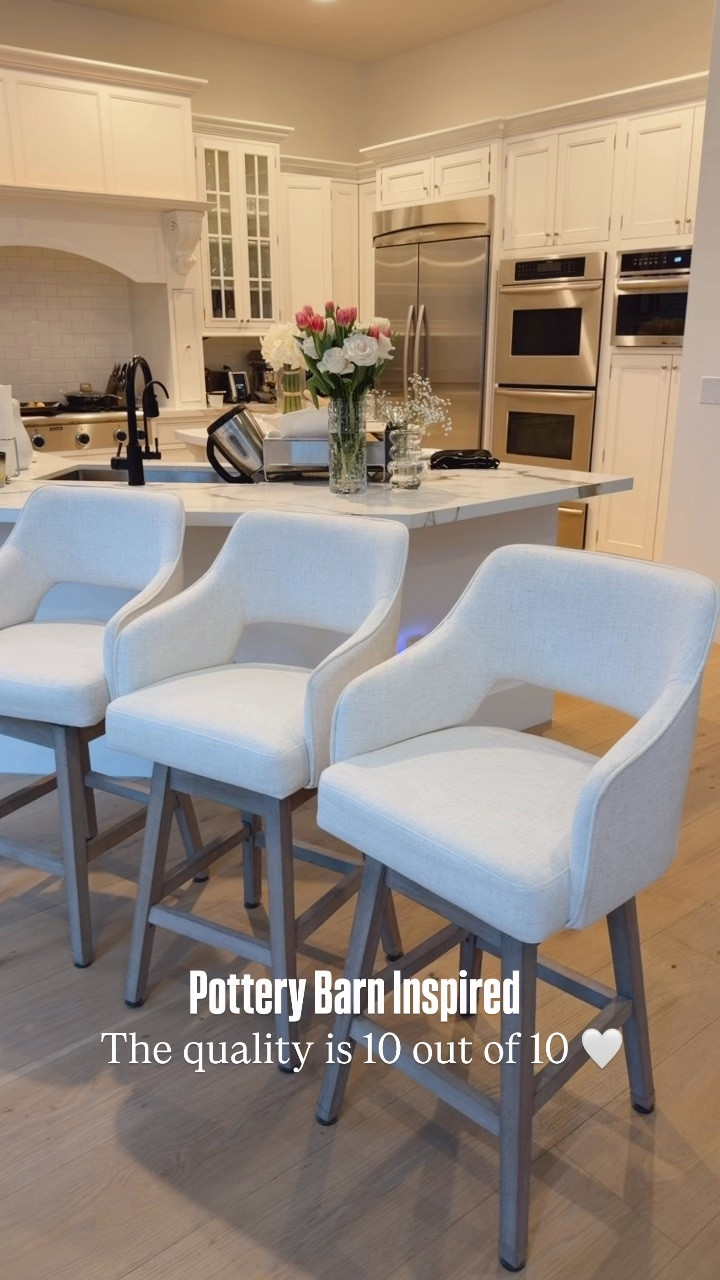 Pottery barn inspired bar stools. Outstanding quality . The linen fabric is amazing! I am very very happy with my purchase.