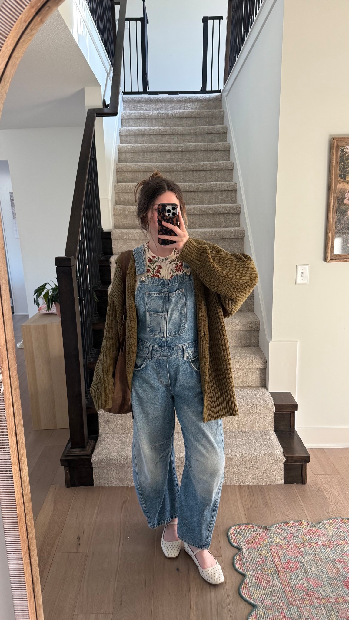 wearing a small in cardigan, shirt and barrel overalls!

Postpartum, casual winter outfit 

#LTKootd