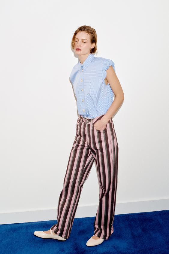 Z1975 MID-RISE STRIPED STRAIGHT LEG JEANS | Zara US
