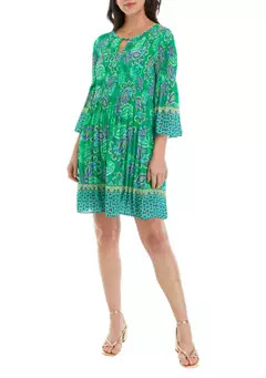 Emma & Michelle   Women's Bell Sleeve Printed Pleater Dress | Belk