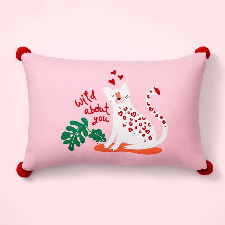 'Valentine's Day Wild About You' Lumbar Throw Pillow Pink - Spritz™ | Target