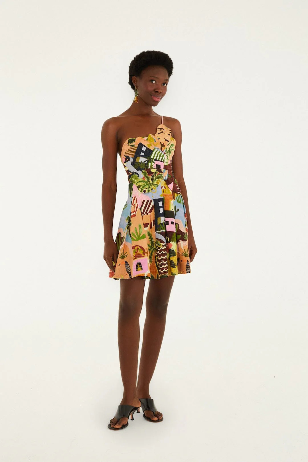 Multicolor Tropical Painting Lenzing Ecovero Euroflax Mini Dress | FarmRio (US)