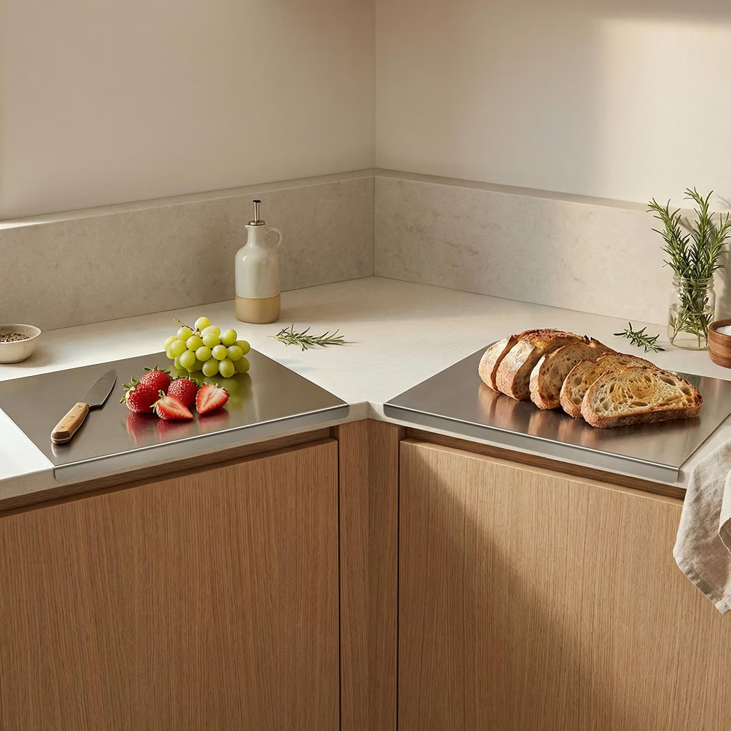 2-Piece Stainless Steel Cutting Board with Counter Lip, 16 x 12 inch | Amazon (US)