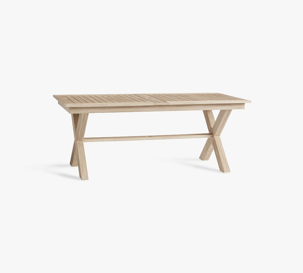 Indio 76.5" FSC® Eucalyptus X-Base Extending Dining Table | Pottery Barn (US)