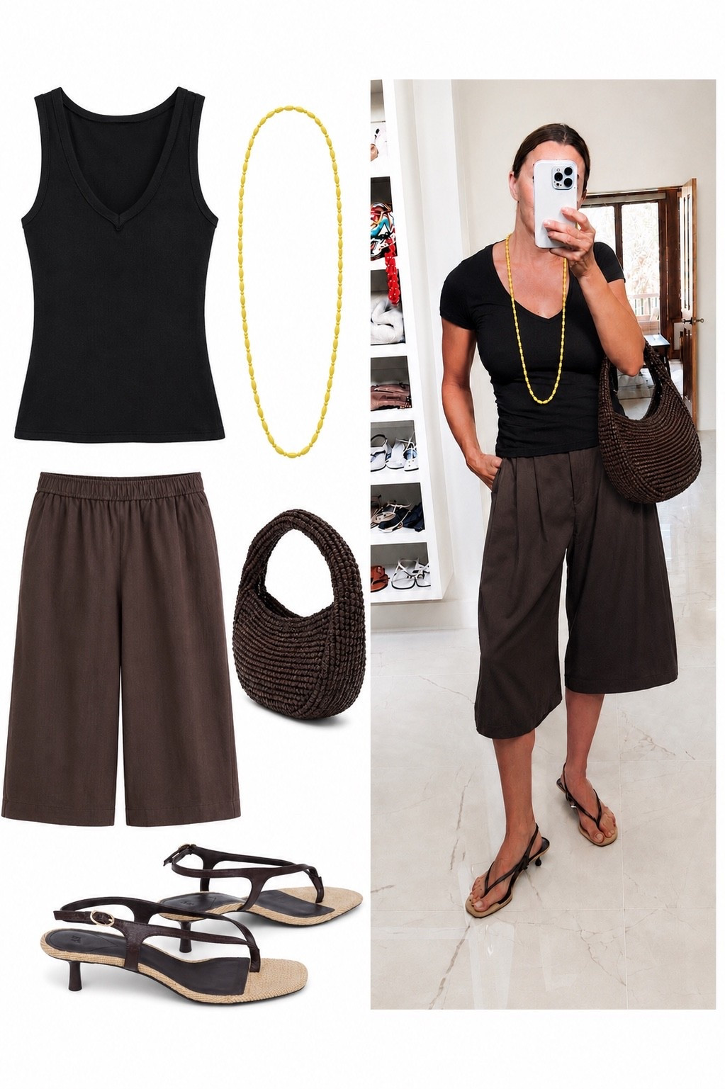 Today’s outfit, added a pop of yellow with my necklace and this handbag is on sale!