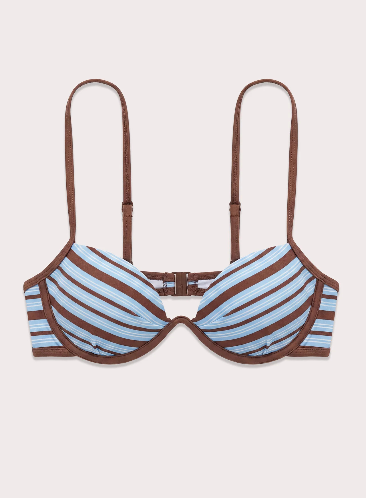 Women's Blue and Chocolate Stripe Underwired Bikini Top | Marina | 4th & Reckless | 4th & Reckless
