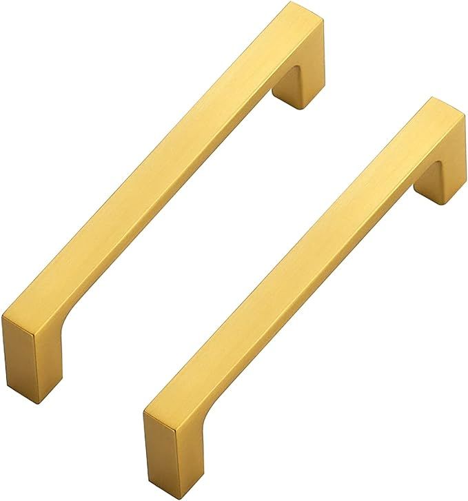 Ravinte 30 Pack Solid 4 Inch Kitchen Square Cabinet Handles Brushed Brass Cabinet Pulls Drawer Pu... | Amazon (US)