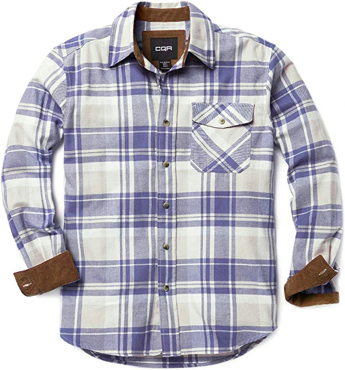 CQR Men's All Cotton Flannel Shirt, Long Sleeve Casual Button Up Plaid Shirt, Brushed Soft Outdoo... | Amazon (US)