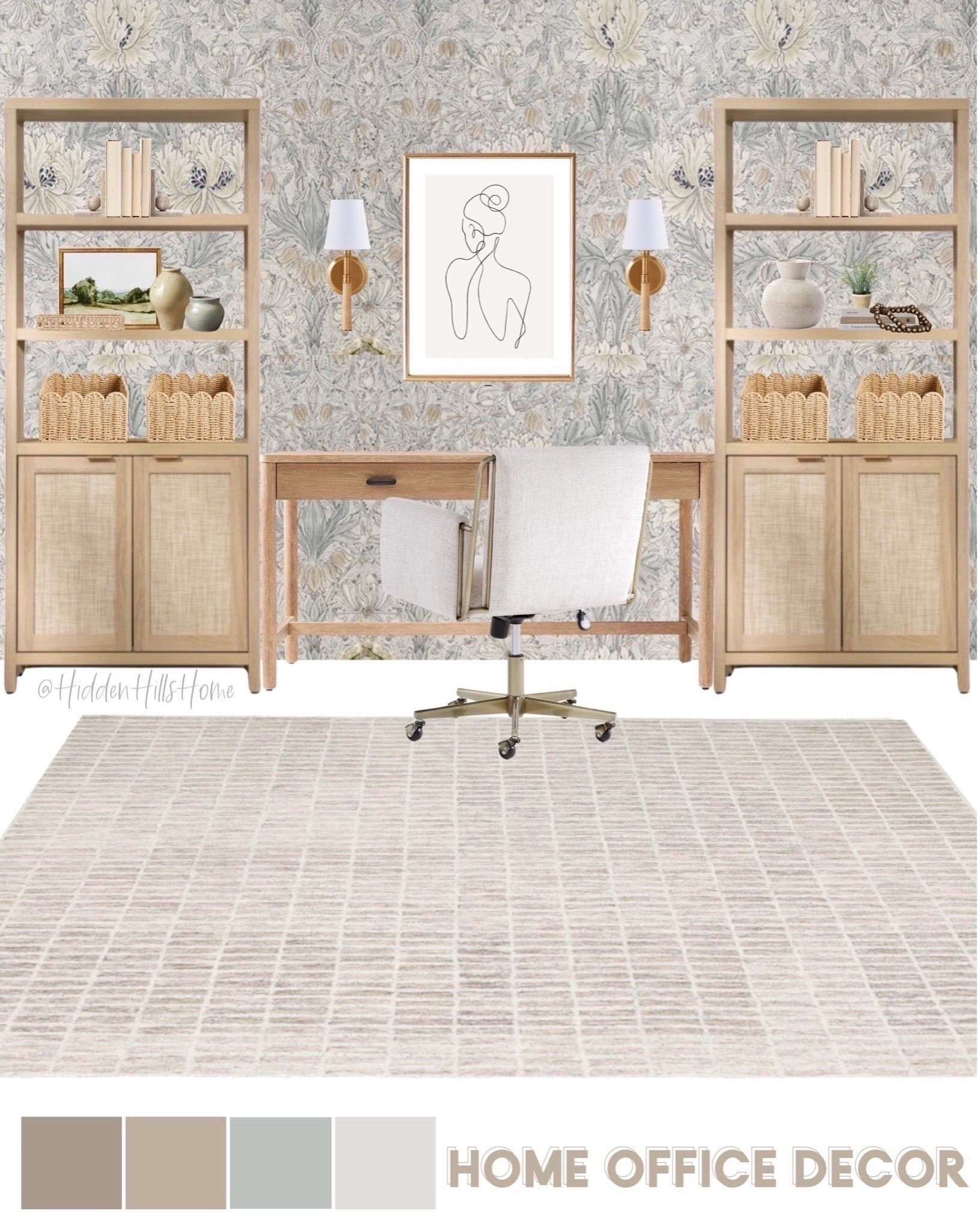 Home office mood board, office mood board, home office, desk, wallpaper, rug, bookcase #office 



#LTKSeasonal #LTKSaleAlert #LTKHome