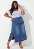 Side Split Denim Maxi Skirt | Ashley Stewart