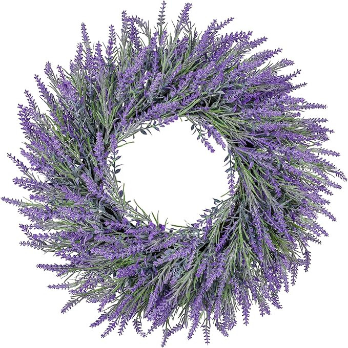 20 Inch Summer Spring Wreaths for Front Door Romance Lavender Wreath, Elegant Artificial Front Do... | Amazon (US)