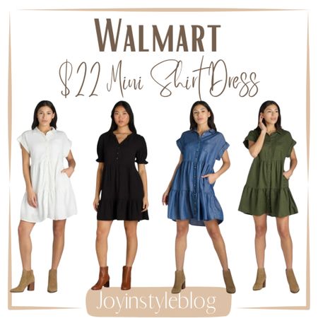 Walmart Time and Tru Women's Tiered Mini Shirt Dress, Sizes XS-XXXL / summer dress / transition to fall dress 

#LTKFindsUnder50 #LTKOver40 #LTKWorkwear