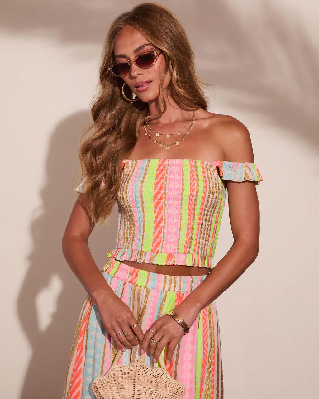 After Glow Muse Striped Abstract Smocked Tank Top | VICI