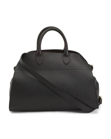 Made In Italy Leather Gusseted Satchel | TJ Maxx