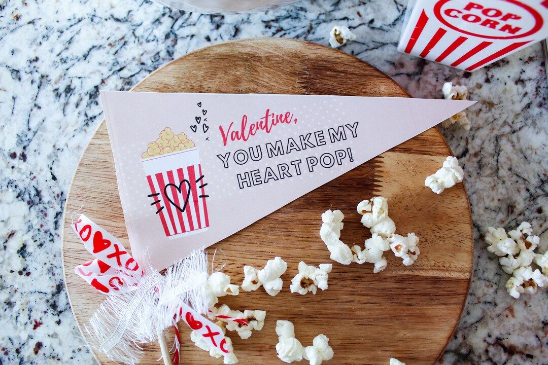 Valentine, You Make My Heart POP Pennant Flag*DIGITAL FILE*| Valentine's Day Popcorn Gift Tag, Ga... | Etsy (US)