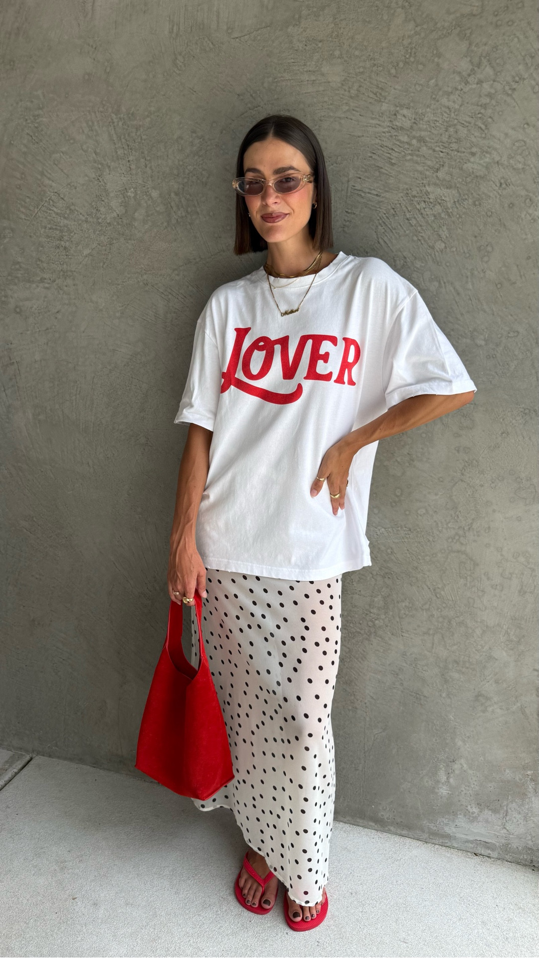 A fun and comfortable outfit with a pop of red - “lover” tee is by Kinney - have linked similar options 

#LTKsummer #LTKaustralia