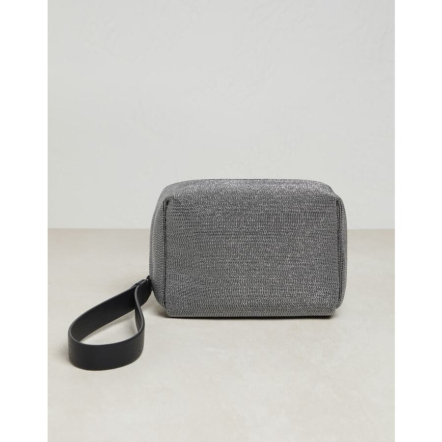 Brunello Cucinelli Grey Textured Wristlet Bag | Jomashop.com & JomaDeals.com