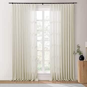 TWOPAGES Heavyweight Linen Textured Curtain 96 Inches Long Cotton Pinch Pleat Curtain for Living ... | Amazon (US)