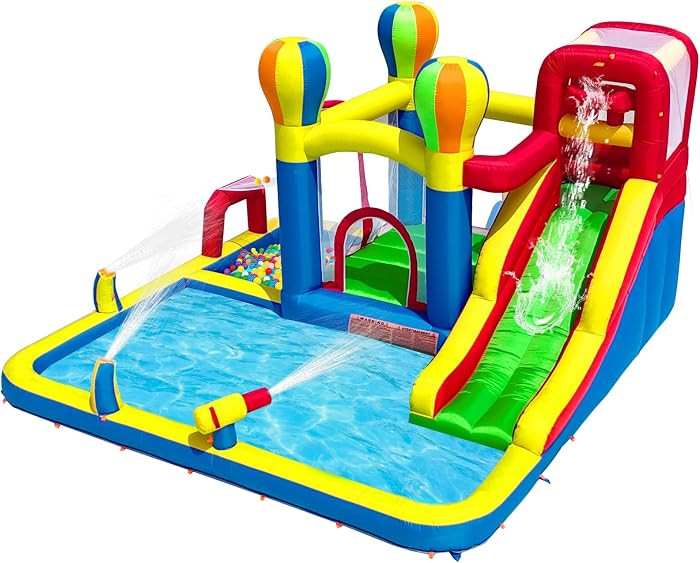 Baralir Inflatable Bounce House with Water Slide \u2013 Backyard Inflatable Water Park with 4 Spr... | Amazon (US)
