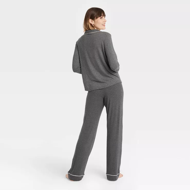 Women's Beautifully Soft Long Sleeve Notch Collar Top and Pants Pajama Set - Stars Above™ | Target