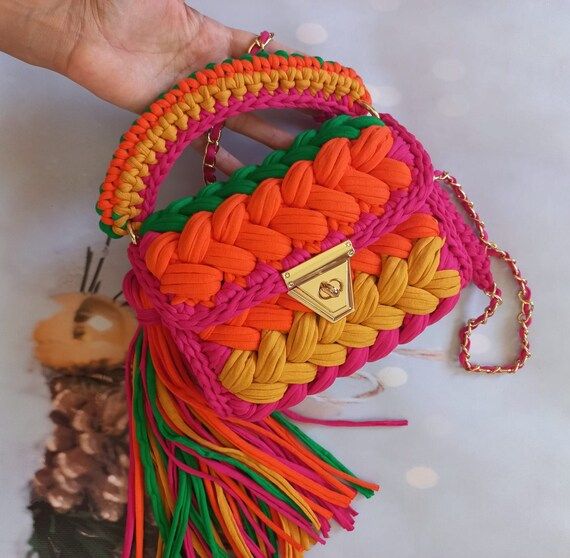 Crochet Bag Capri Bag Colourful Luxury Handmade Bag - Etsy | Etsy (US)