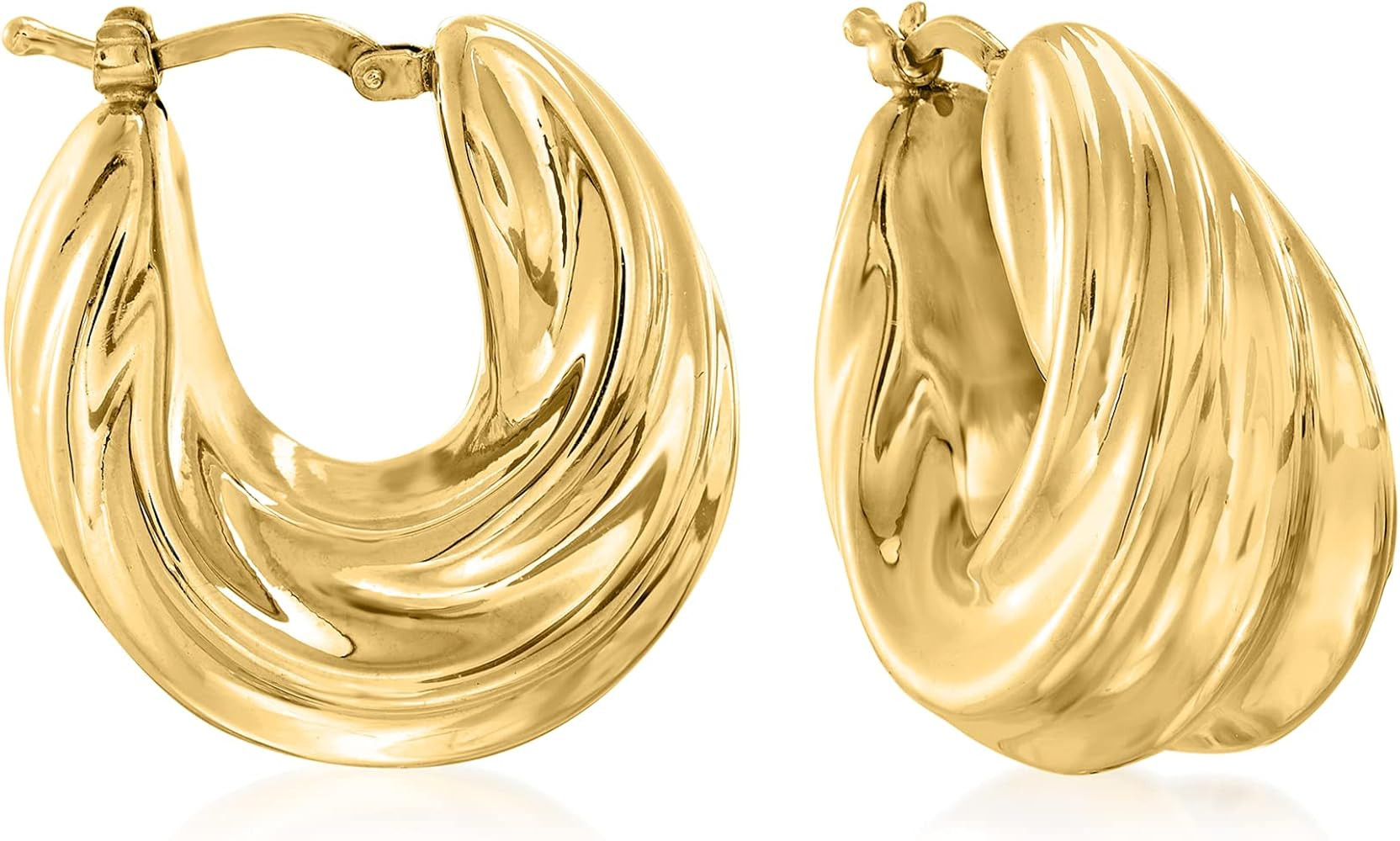 Ross-Simons Italian 18kt Gold Over Sterling Ribbed Twist Hoop Earrings | Amazon (US)