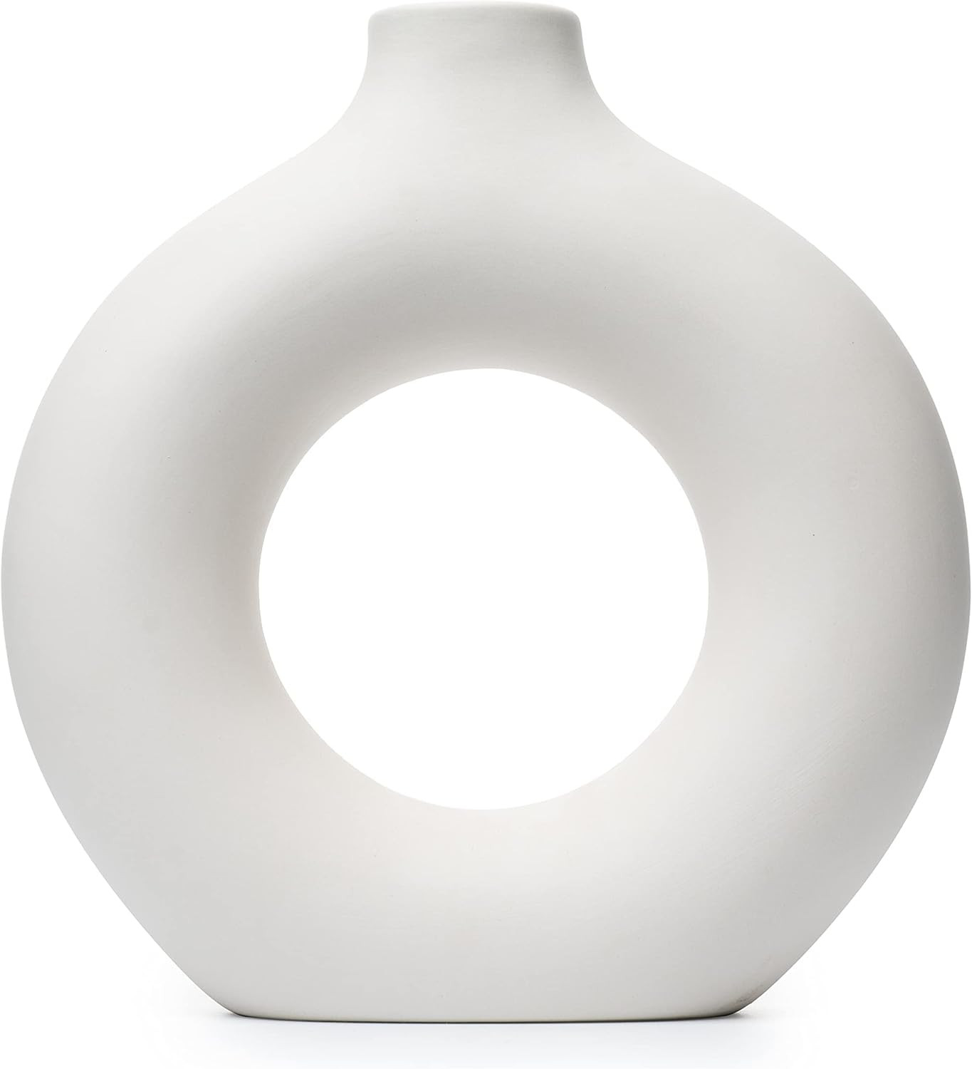 Amber Oasis Off White Ceramic Donut Vase,Pampas Grass Vase,Modern Vase for Home Decor,Vase for Pampa | Amazon (US)