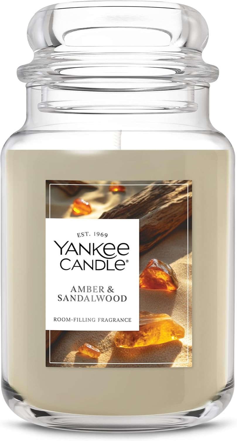 Yankee Candle Amber & Sandalwood Scented Candle, 22oz Large Jar | Amazon (US)