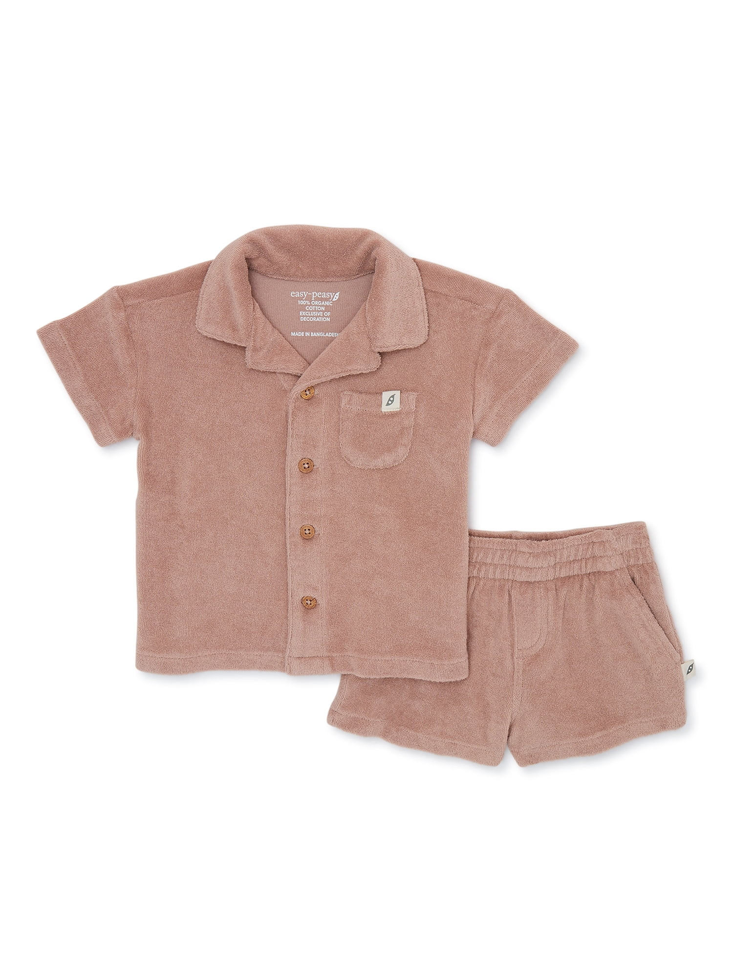 easy-peasy Baby Boy Terry Cloth Shirt and Shorts Set, 2-Pieces, Sizes 0-24M - Walmart.com | Walmart (US)