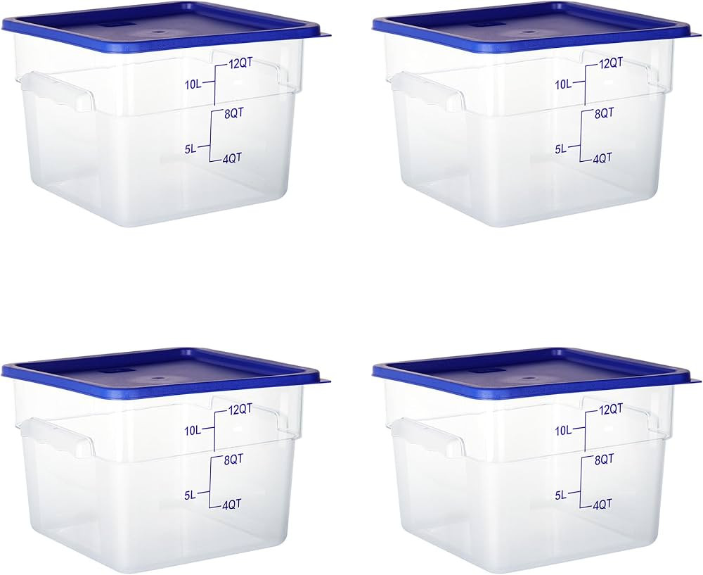 4 Pack Clear Food Storage Containers with Lids and Handles Polycarbonate Square Commercial Food C... | Amazon (US)