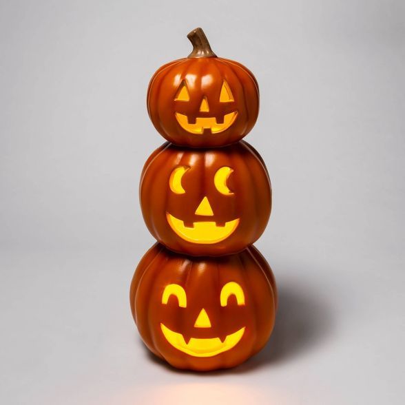 Light Up Triple Stacked Orange Pumpkins Halloween Decorative Prop - Hyde & EEK! Boutique™ | Target