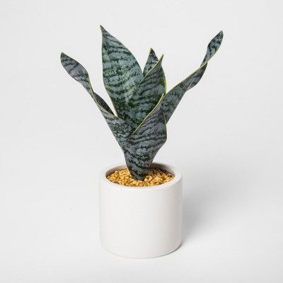 9" x 5" Artificial Snake Plant In Pot Green/White - Project 62™ | Target