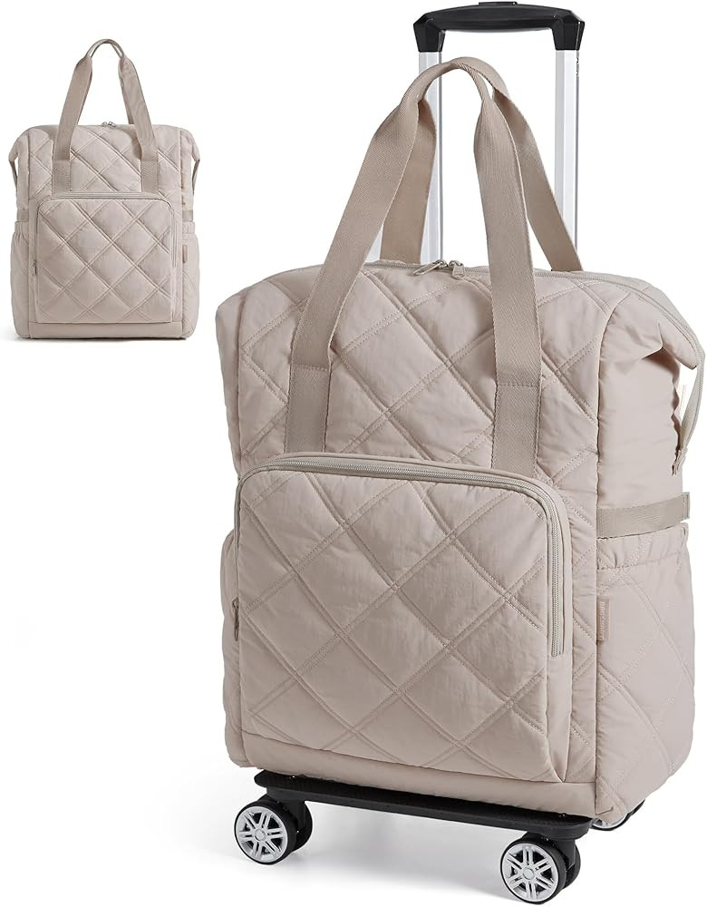 BAGSMART Rolling Duffle Bag with Wheels, 35L Carry on Travel Bag with Detachable Wheels, PVC Wet ... | Amazon (US)