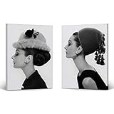 Smile Art Design Audrey Hepburn Side Profile Elegance Two Piece Set Canvas Print Decorative Art Mode | Amazon (US)