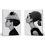 Smile Art Design Audrey Hepburn Side Profile Elegance Two Piece Set Canvas Print Decorative Art Mode | Amazon (US)