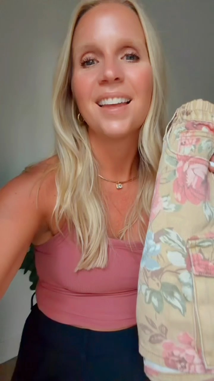 I'm wearing a medium in the cute denim floral skirt, a small in the tank with a built-in bra, a large in the cardigan sweater, and a small in the sleeveless sweater tank with the fringe.

#LTKootd #LTKmomlife #LTKOver40