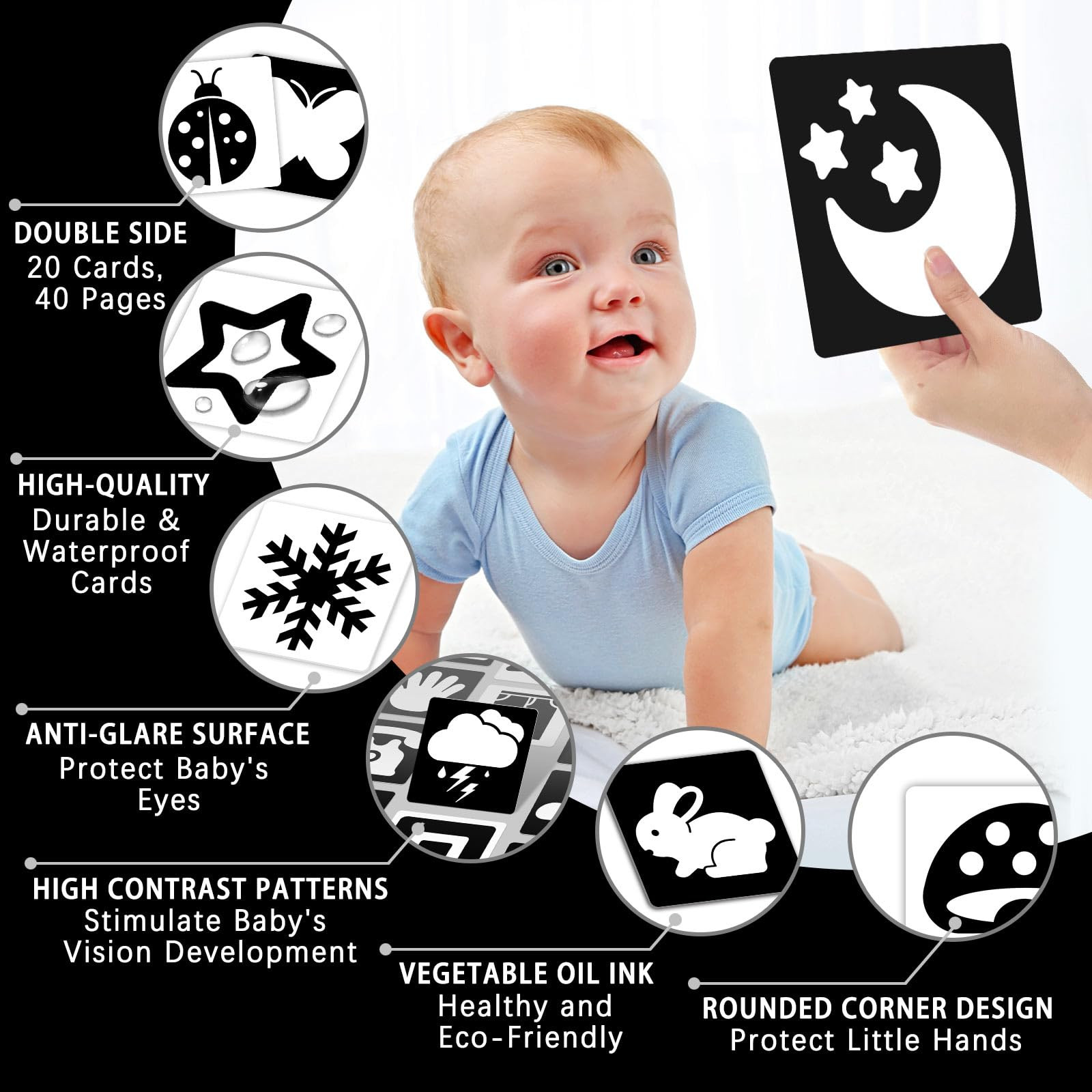 High Contrast Baby Cards for Infants, Black and White Baby Cards High Contrast Baby Toys for Newb... | Amazon (US)