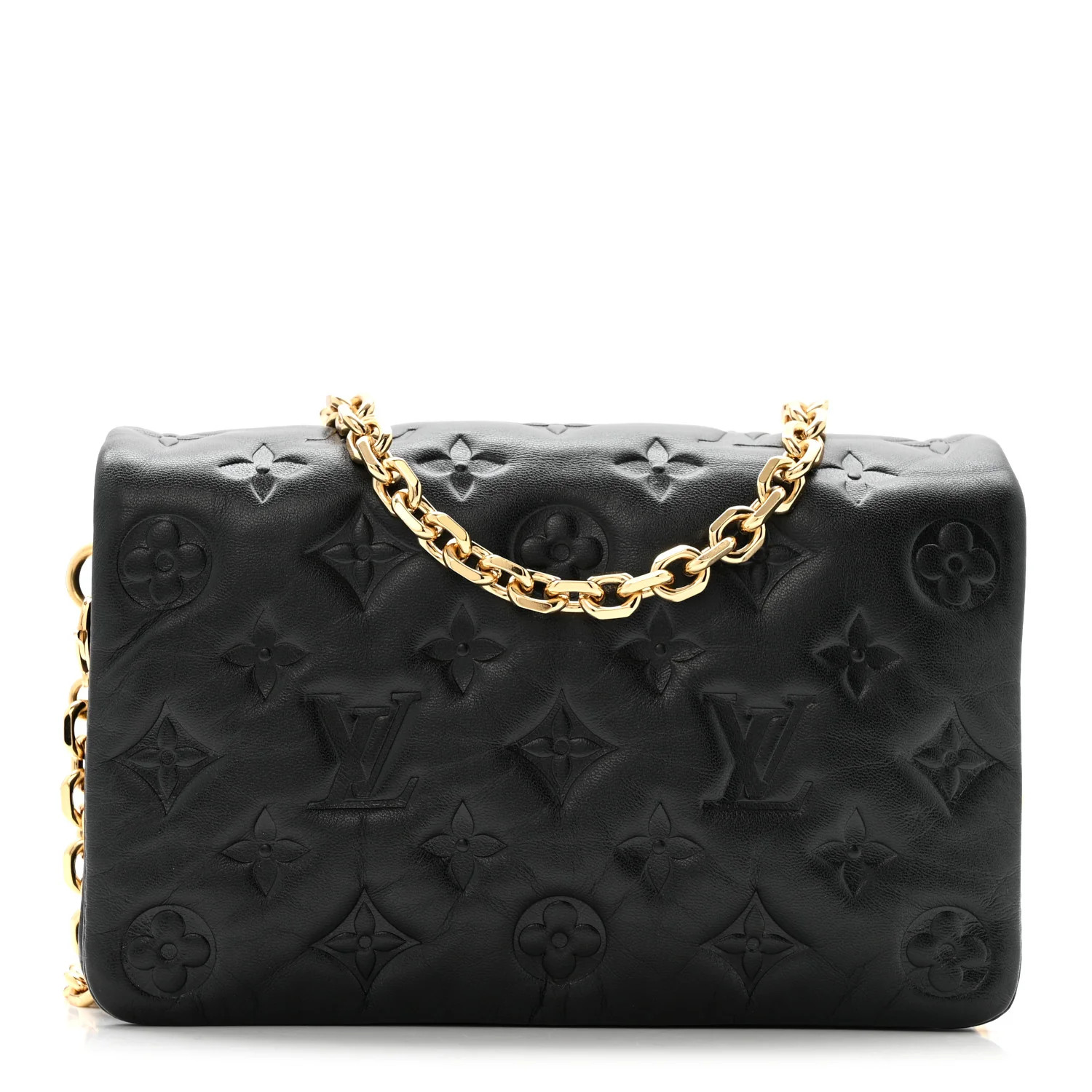 Lambskin Embossed Monogram Pochette Coussin Black | FASHIONPHILE (US)
