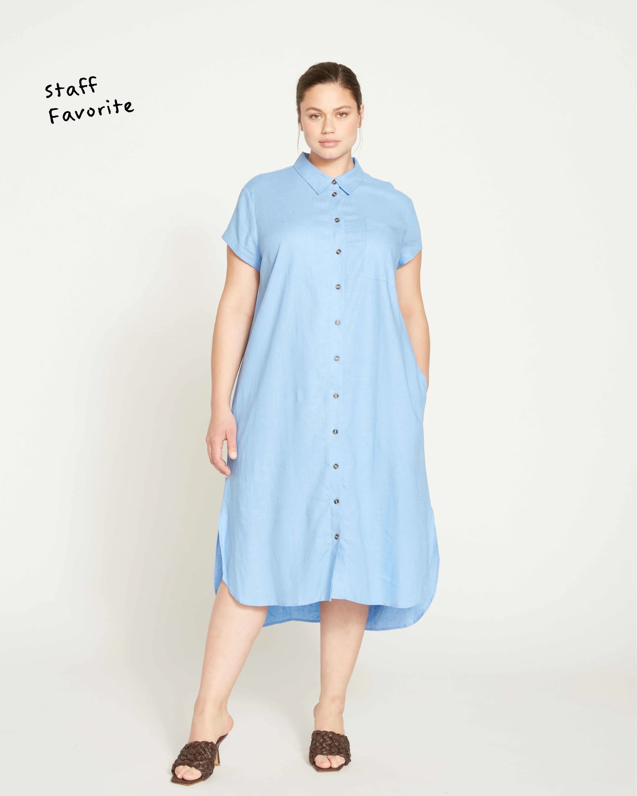 Dune Linen Shirt Dress - Light Blue | Universal Standard