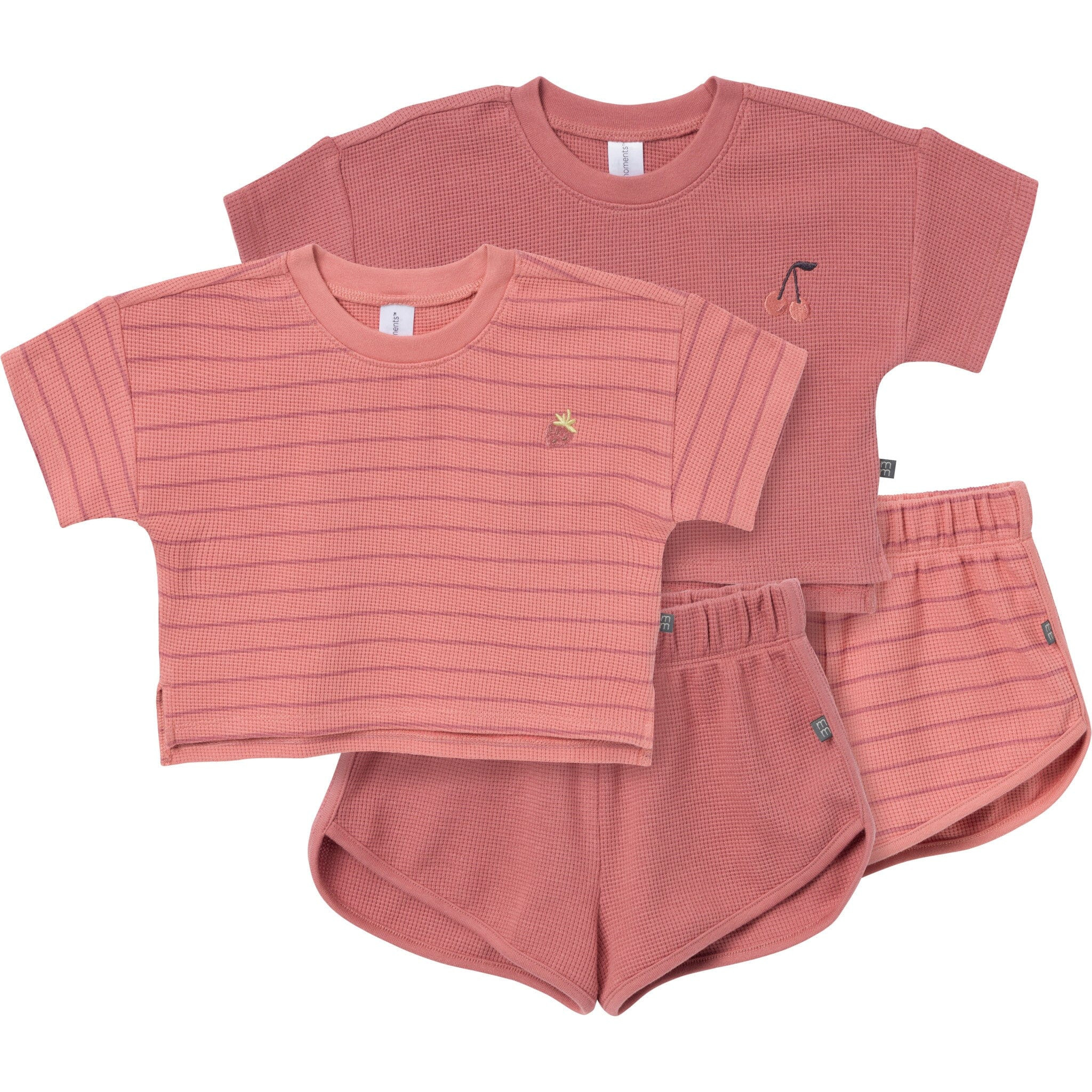 4-Piece Infant & Toddler Girls Rose Stripe Drop Shoulder Tops and Shorts Set | Gerber Childrenswear