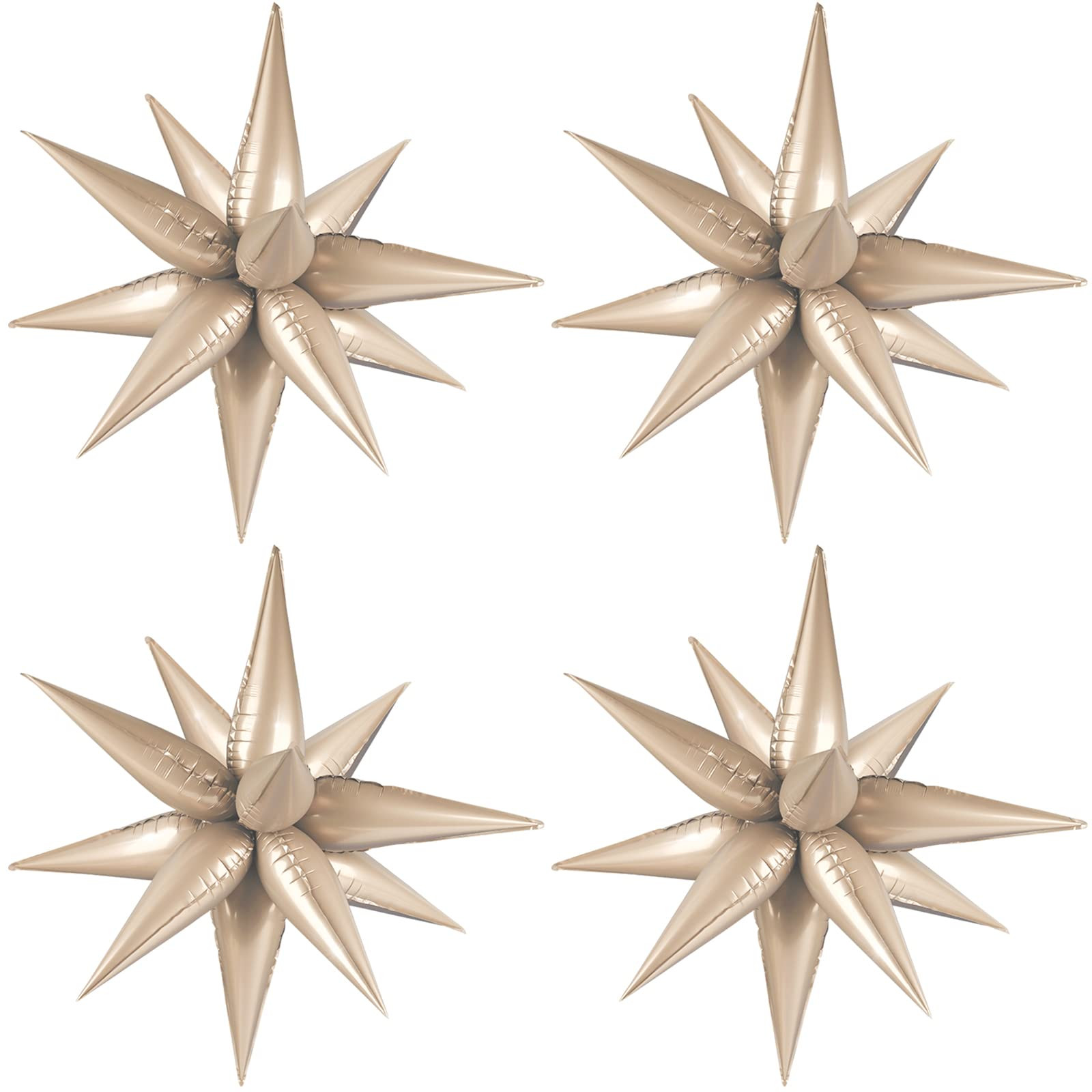 Moukiween 60 PCS Caramel Star Balloons, 12 Point cone Explosion Star Foil Balloons for Birthday, ... | Amazon (US)