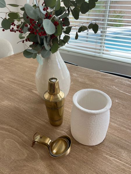 Terracotta vase looks sold out so linked a similar + another favorite! Gold measuring cups & gold cocktail shaker both so cute I will say very delicate though on the gold can chip easily 

#LTKunder50 #LTKhome