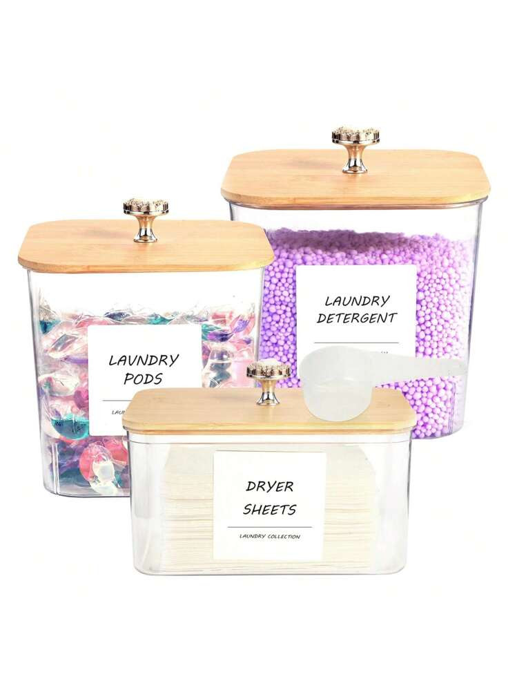 3 Packs Laundry Room Organization Storage Containers, Plastic Clear Laundry Pods Container & Drye... | SHEIN