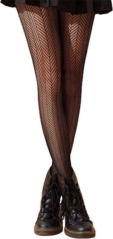 SheIn Women's Patterned Tights Fishnet Floral Pantyhose High Waist Stockings Fishnet Black One Si... | Amazon (US)