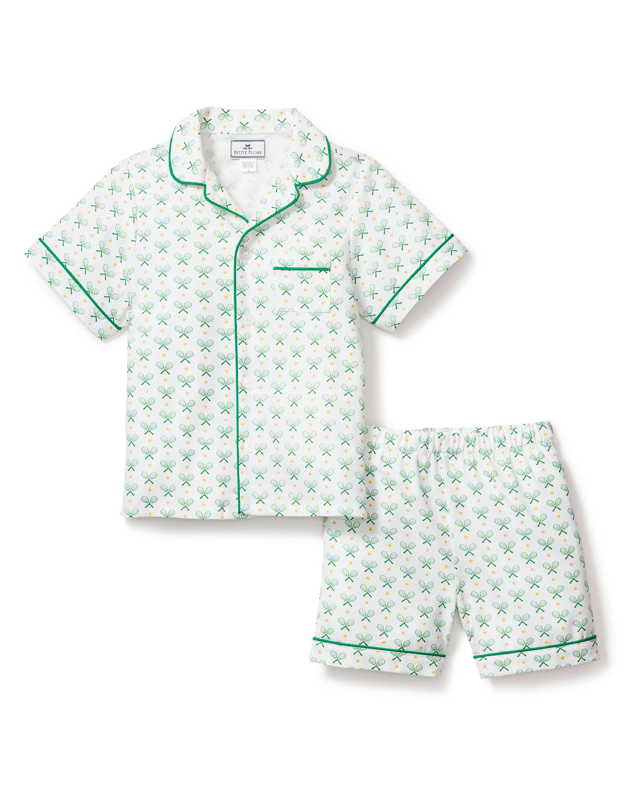 Kid's Twill Pajama Short Set in Match Point | Petite Plume