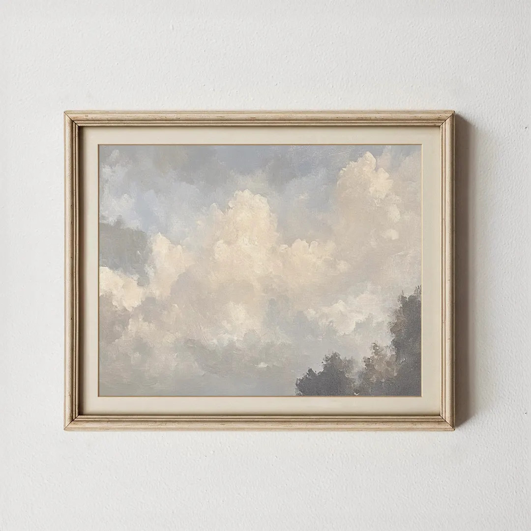 Vintage Landscape Art Print: Dreamy Clouds (digital Download) - Etsy | Etsy (US)