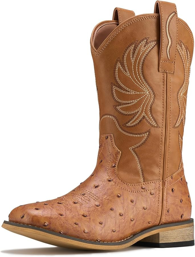 Rollda Kids Cowboy Boots for Boys Girls Western Square Toe Cowgirl Boots with Walking Heel (Toddl... | Amazon (US)