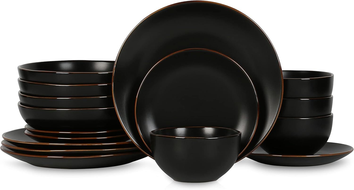 Stone Lain Brasa 16-Piece Dinnerware Set Stoneware, Black | Amazon (US)