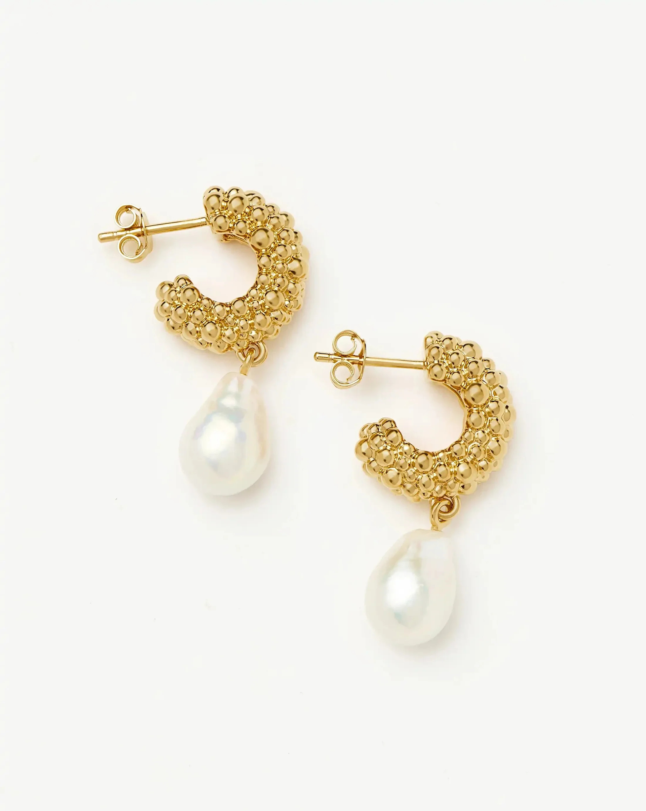 Pearl Baya Charm Hoop Earrings in Gold | Missoma UK | Missoma UK