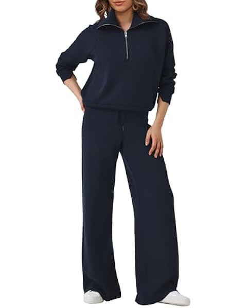 SuperPrity Women 2 Piece Outfits Sweatsuits 2024 Fall Zip Up Hoodie Sweatshirt Sweatpants Tracksu... | Amazon (US)